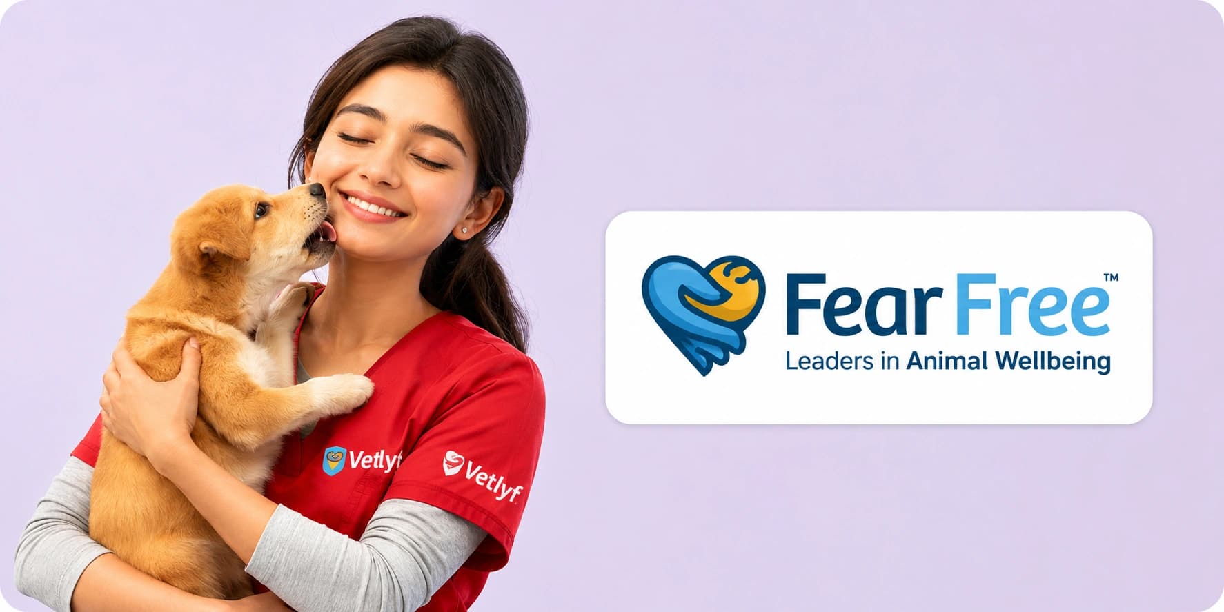 Vetlyf Fear-Free certified vet holding a puppy